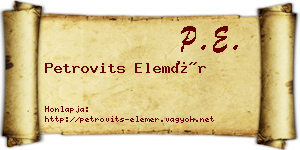 Petrovits Elemér névjegykártya