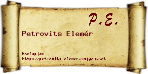Petrovits Elemér névjegykártya