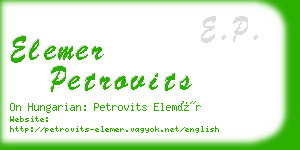 elemer petrovits business card